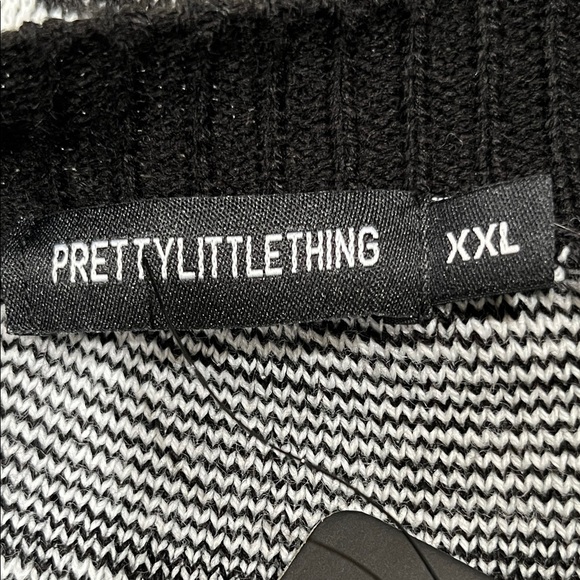PrettyLittleThing Monochrome ZEBRA Knit Sweater CARDIGAN SIZE XXL - Picture 3 of 9